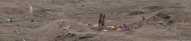 Women trying to collect water from the dry Seena in Madha where 5 sugar factories will come up. March 2013. Photo: SANDRP