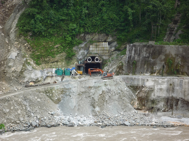Tunnel for Teesta VI HEP in Sikkim, blasted in the mountains. Photo: Smair Mehta, International Rivers