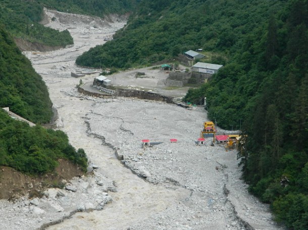 Boulders devouring the Vishnuprayag Project. 26th June 2013 Photo: Matu jan Sangathan