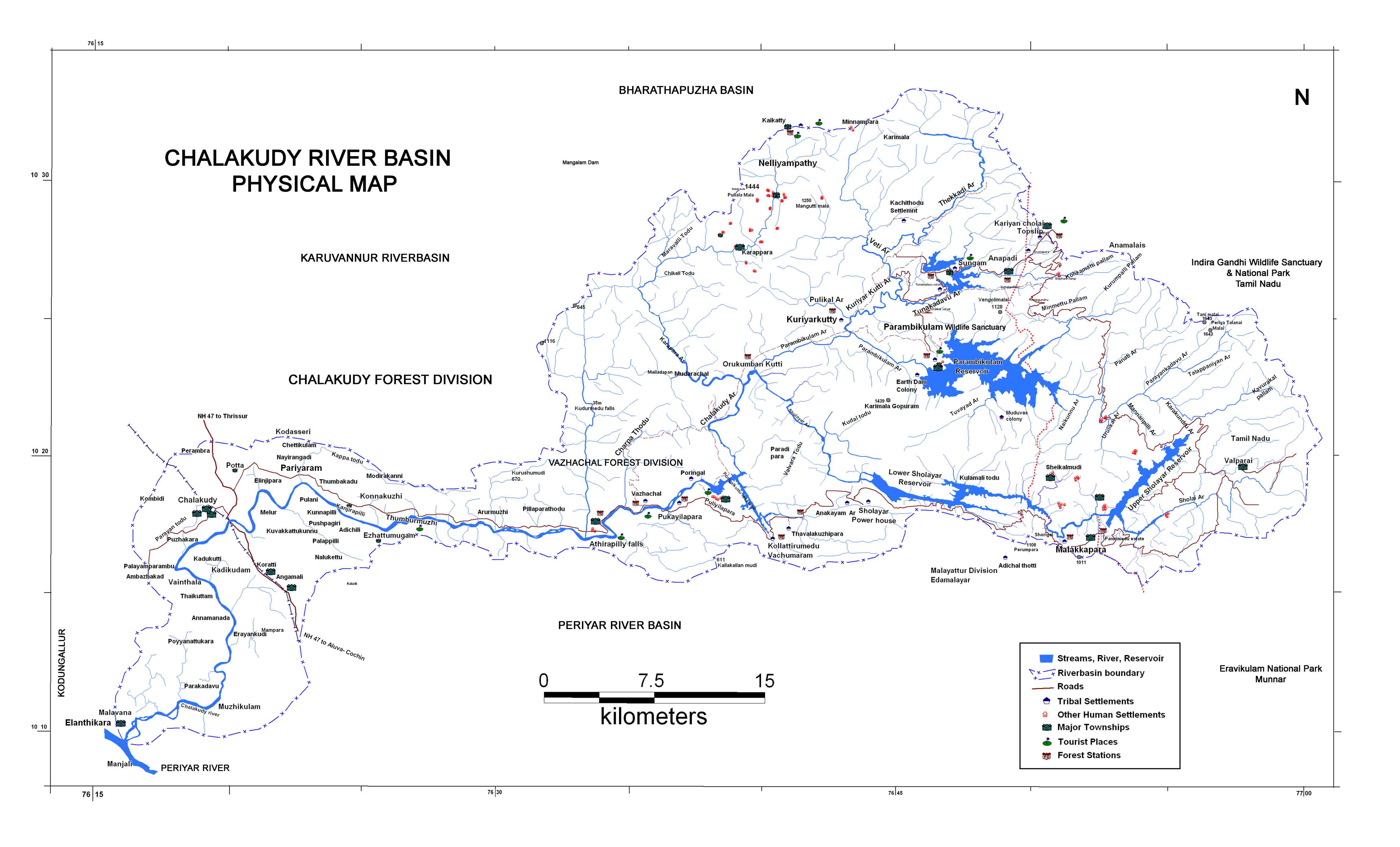 Chalakudy River Basin Physical Map