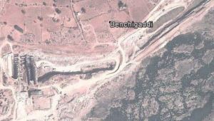 Figure 5. Tail canal near Benchigaddi village and the construction work of power house (Source: Google Earth)