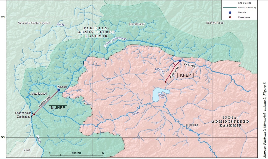 Kishanganga Basin Map covering both India and Pakistan 