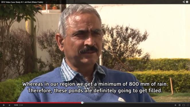 An engineer explains that ponds in Malwa would certainly fill up even at 400 mm rainfall, from film Jal Khet