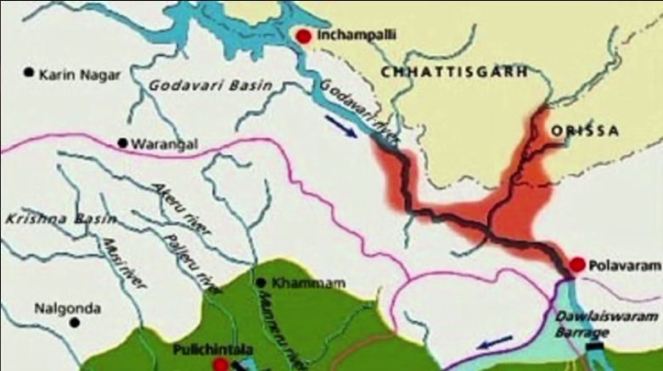 Location map of Polavaram with the Submergence area