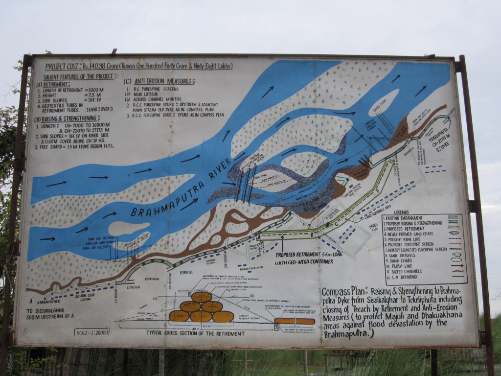 A Hoarding on the way to Geo-tube embankment in Matmora, describing the project.  Photo: Parag Jyoti Saikia