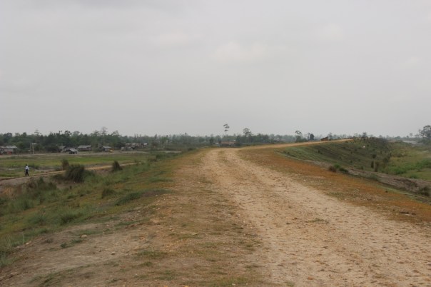 Geo-tube embankment in Matmora, three years after construction. Photo: SANDRP.