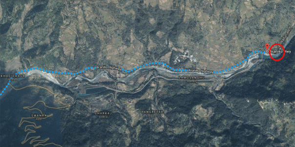Google map of the location, the landslide location seems just upstream of the dam