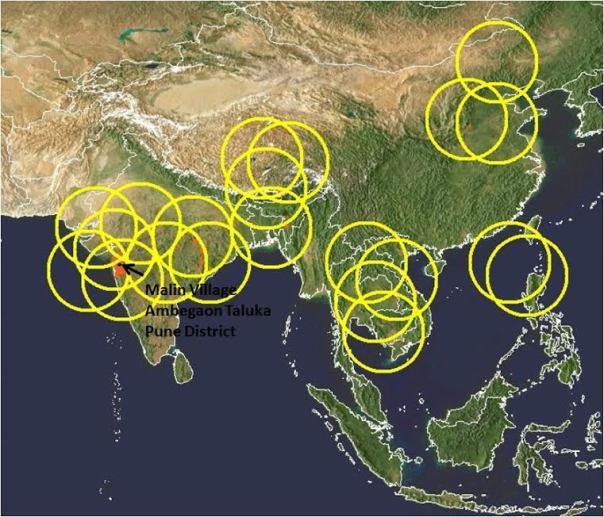 NASA Landslide potential Map, 6 pm IST on July 30, 2014