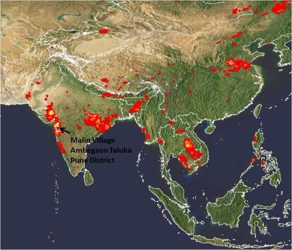 Malin receiving high rainfall on the 30th July 2014, 9 pm IST NASA TRMM
