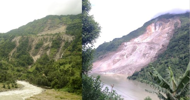 Sunkoshi Landslide of June 2013 and July 2014, courtesy ICIMOD
