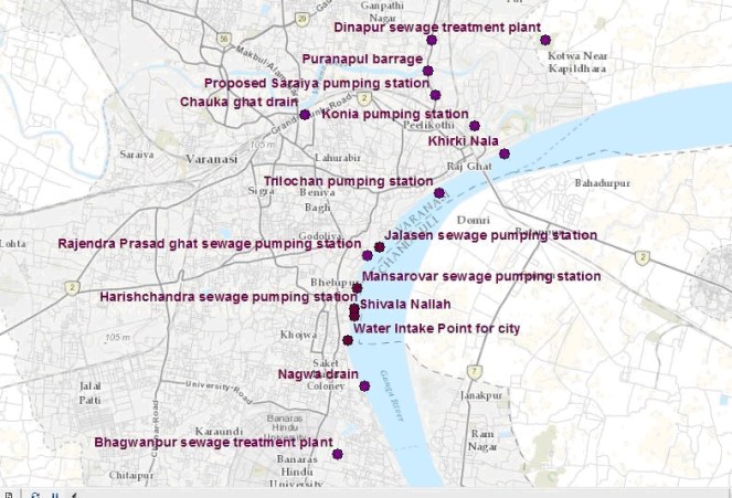 Map of main infrastructure facilities in Varanasi