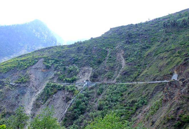 Landslide due to the construction activities and then subsequent destruction of the penstock of the Ginni project further led to soil erosion. The village above the slides, Junas has 20 houses and now stand threatened