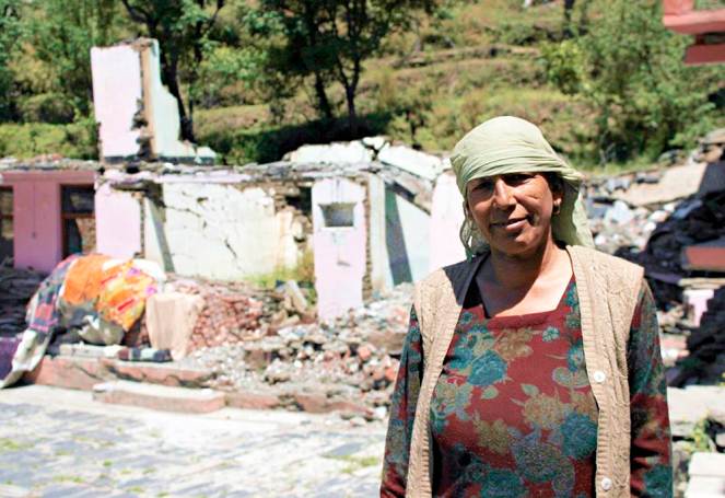 Vidya Devi’s house in Mokhar  was completely damaged by the landslide caused due to the seepage from the surge shaft in April 2012