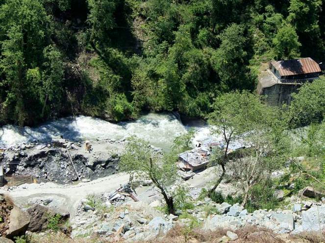 Power house site of Chanju HEP, where 1000s of trees were damaged by the blasting for the tunnel construction due to activation of a landslide