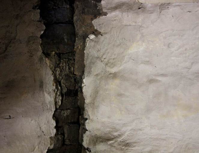 Shamsher Singh’s house cracks at Nigulseri in May 2014. A total of 13 houses have suffered such damages