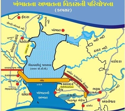 Gujarat Government Map showing Kalpasar and Bhadbhut project locations