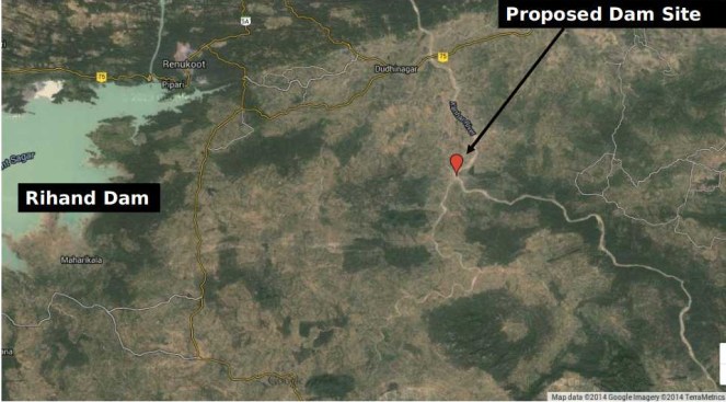 Google Earth Image showing the proposed dam site