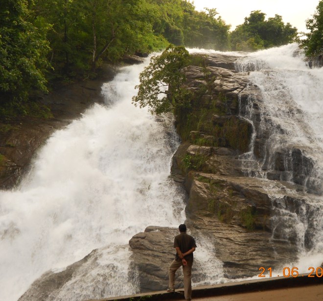 Shripad Dharmadhikary at Vazachal rapids, also threatened by the Athirappilly project Photo: Himanshu Thakkar