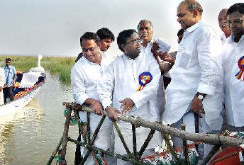 Dr. Y.S. Rajasekhar Reddy at the dam site 
