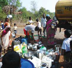 People in Khed depending on Tankers due to pollution from Lote Parshuram Industrial Area in River Vashishthi Photo: DTE