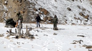 NDMA sub team ON the Phutkal River Blockage. (Photo from Daily Excelsior of Feb 12 2015)
