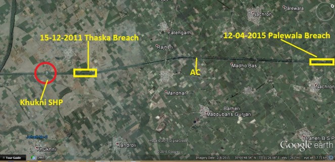Two breaches locations upstream Khukni SHP