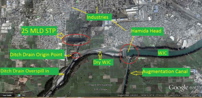 Hamida Head and Ditch Drain, Yamuna Nagar (Imagery 08 Feb. 2015)