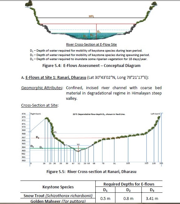 River cross section at E-Flows site (Source: GRBMP report Mission 1)