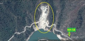 Goggle image dating 23 April 2014 of persistent Kaliyasaur landslides