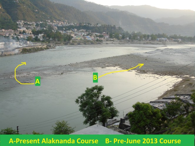 Altered flowing path of Alaknanda River (Photo by Author taken on 05.05.205)