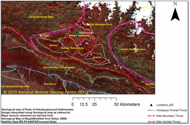 NRSC image Nepal fault lines 0415