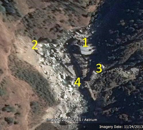 1.HGSHP Power House , 2. Land slide occurring opposite of HGSHP, 3. Damaged Guest House 4. Washed away substation site
