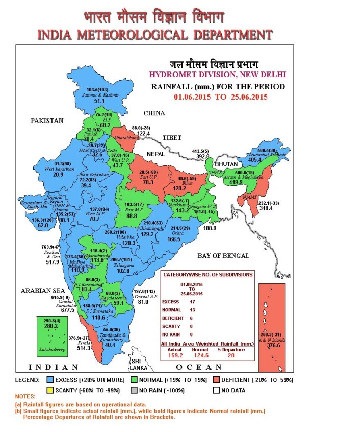 IMD Rainfall Map for June 25, 2015