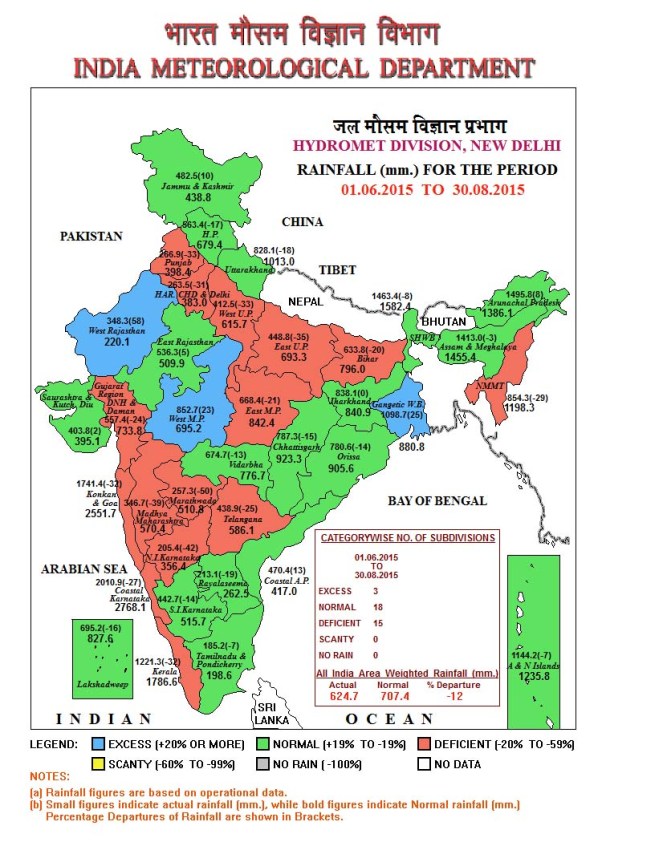 Cumulative Rainfall Map 30 Aug. 2015 (IMD)