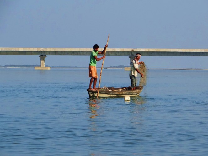 Fishing at Sadi Ghat across Lohit. DOlphin SIghtings are common here.
