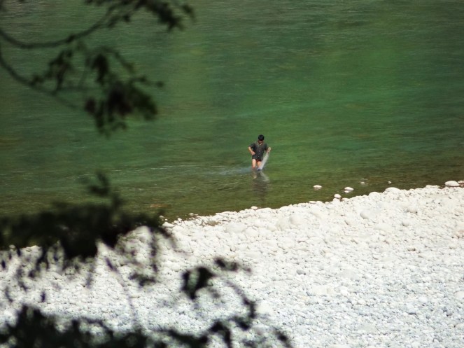 Tai Khamti (?) tribal fishing in the Lohit at Parshuram Kund. The site for 1750 MW Lower demwe Dam is just a km away from here. Water leevl fluctions at Parshuram kund would be more than 1.5 meters. Due to the vast river channel escaping gushing waters released from the dam will be difficult. 
