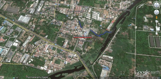 Chennai MIOT hospital in flood plain and drain