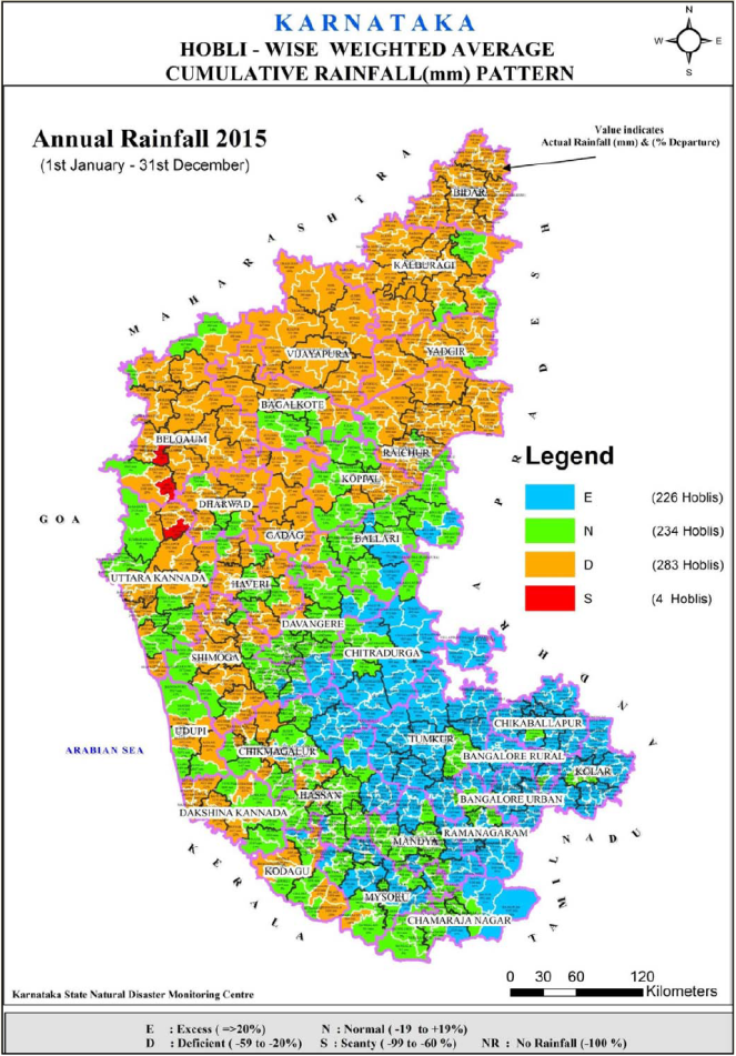 Karnataka Hobli wise rainfall map