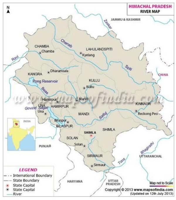 Hp Map Himachal Pradesh Rivers Profile – SANDRP