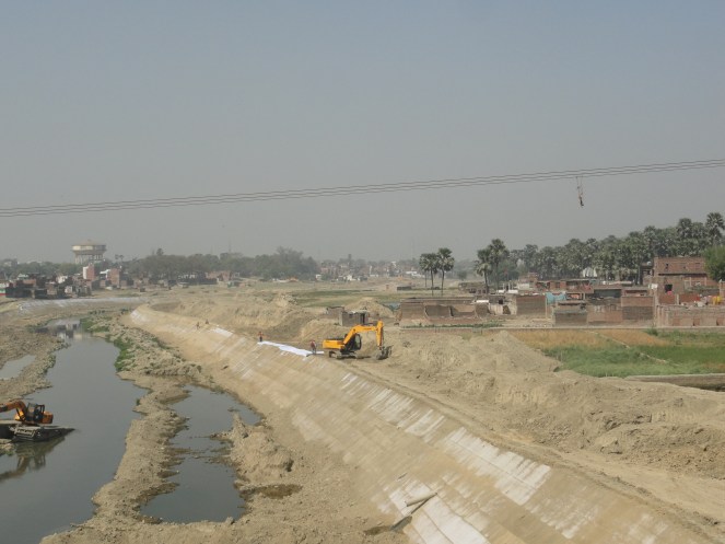 Varuna river's banks being cemented. Photo- Jinda Sandbhor