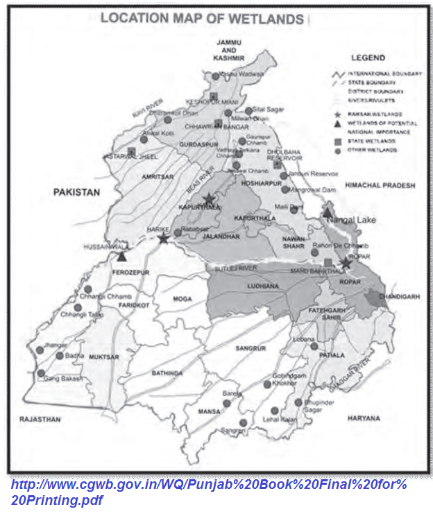 Punjab Wetlands Map