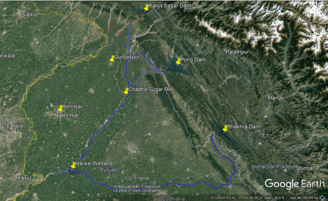 Ravi Beas Satluj Dams Map