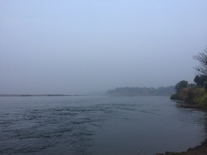 Beautiful morning mist on the river at Karnali
